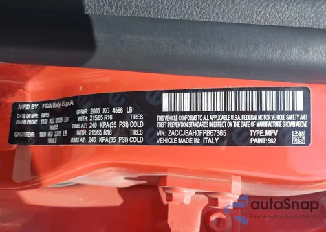 2015 Jeep Renegade Sport from USA, damaged, VIN ZACCJBAH0FPB67365